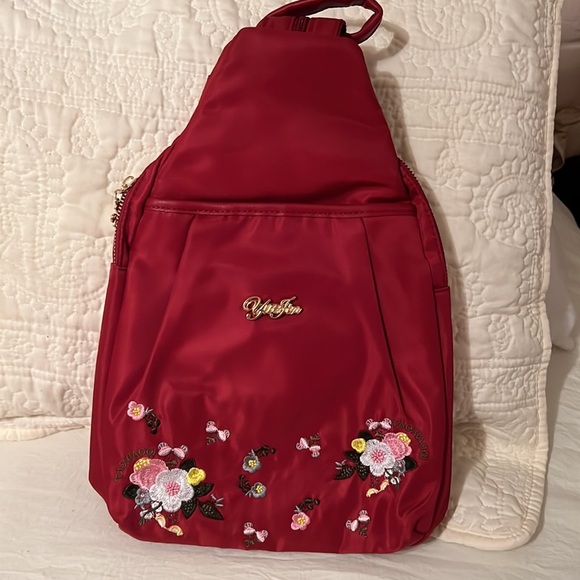 9. Yuejin Backpack in Red with Embroidered Flowers main image 3